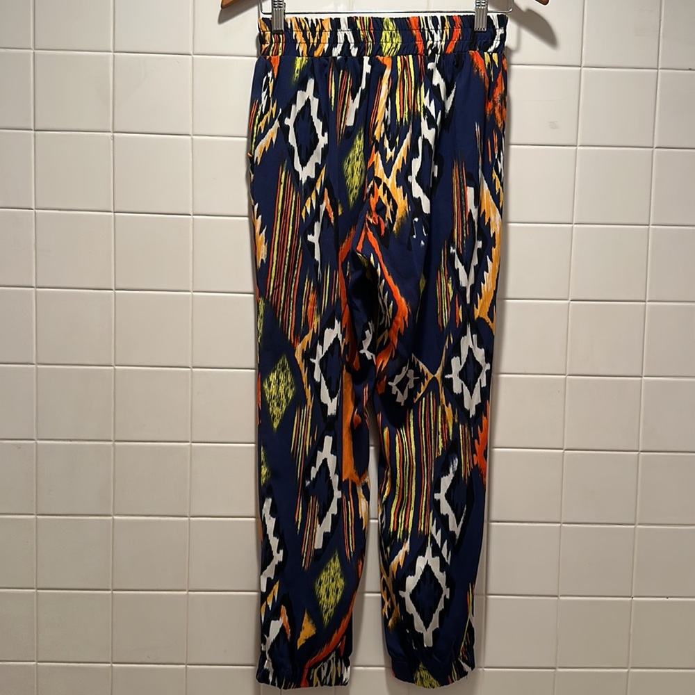 Arden B Size M Womens Joggers Southwestern Design In Blue Orange Black & Yellow